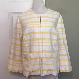 NWT Cato Yellow and White Striped Blazer with Three-Quarter Sleeves